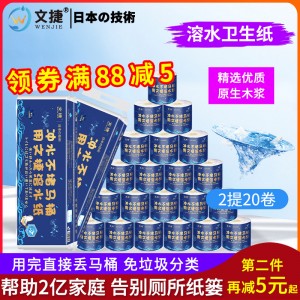 江蘇文捷紙溶水衛生紙溶水紙可沖水卷紙卷筒紙廁紙有芯紙2提4層