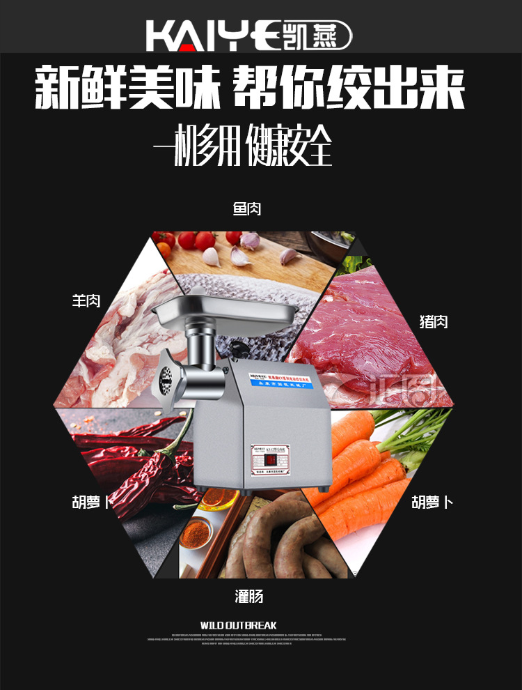 凱燕牌12型絞肉機家用商用電動多功能碎肉機超強動力