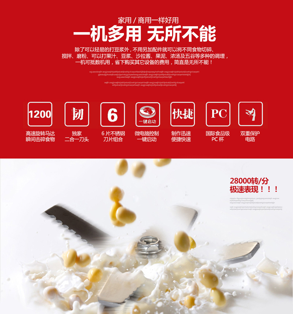 廠家直銷 美e大功率商用豆?jié){機(jī) 五谷破壁料理機(jī) 智能原汁碎冰機(jī)