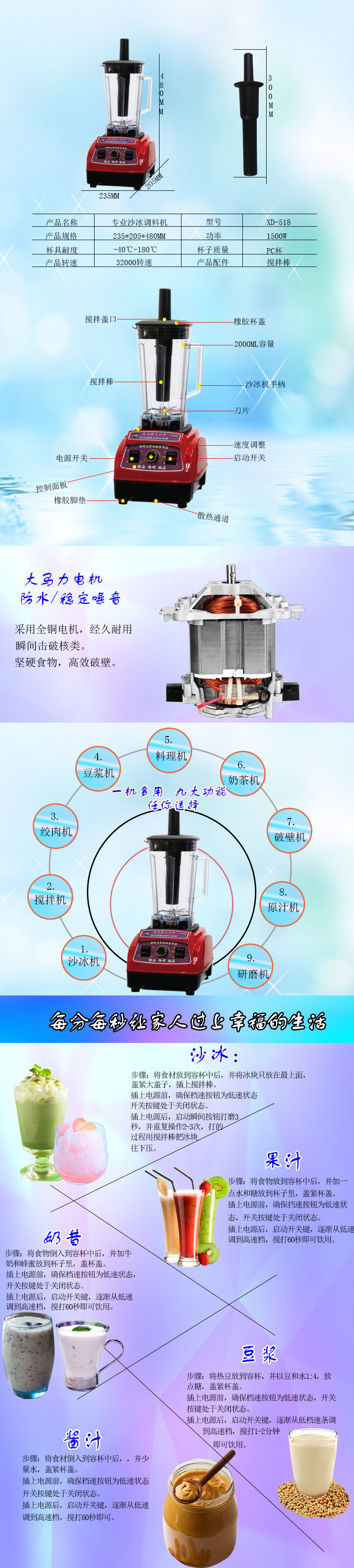 包郵新地主518商用沙冰機碎冰機刨冰攪拌機奶茶店奶昔機絞冰機