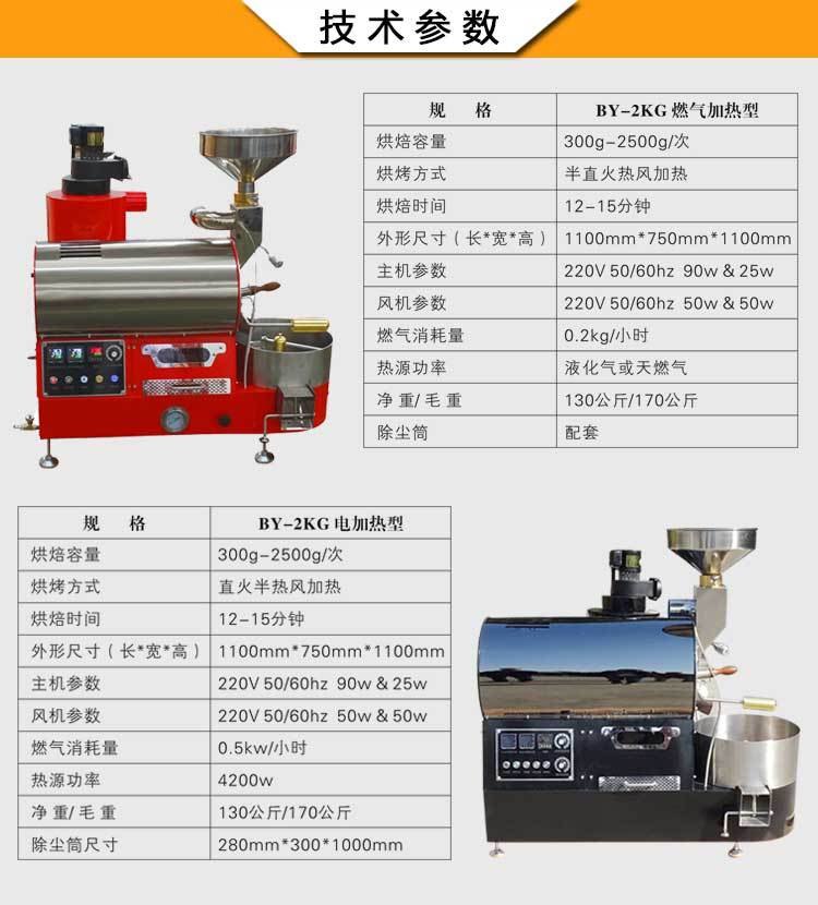 2KG商用小型咖啡豆烘焙機(jī) 咖啡烘焙設(shè)備 電加熱/燃?xì)饧訜峥蛇x