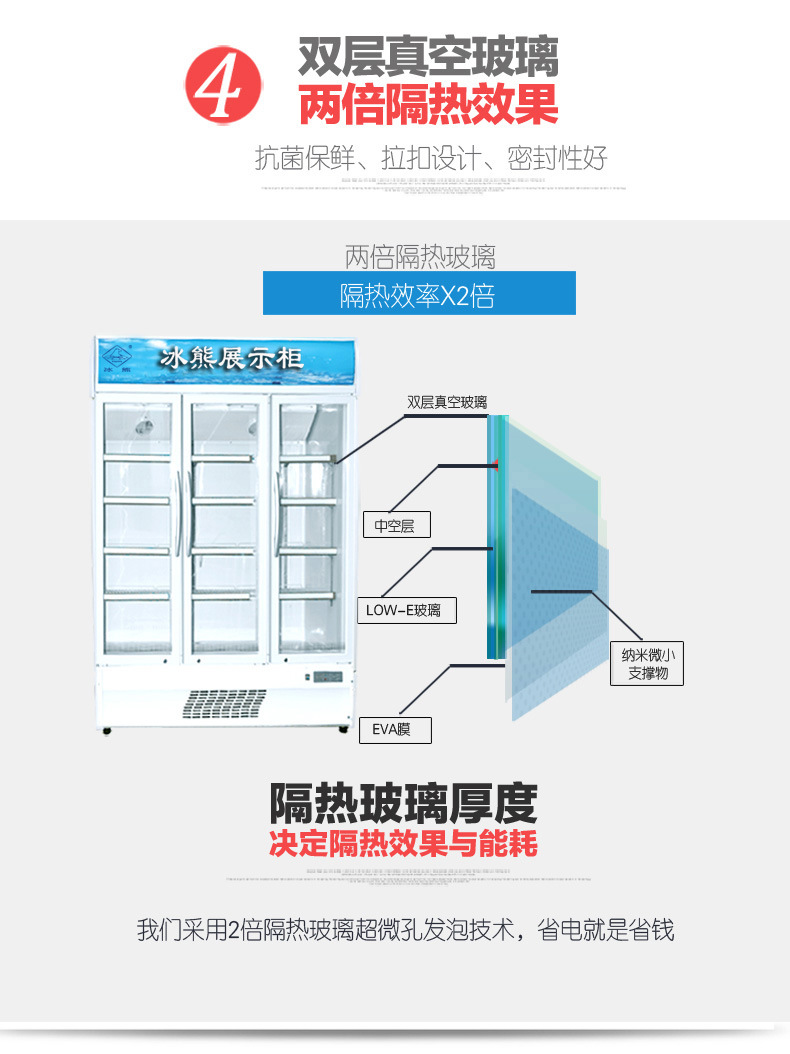 冰熊 LC-980三門立式展示柜/飲料柜/冷藏柜/陳列柜保鮮柜商用冷柜