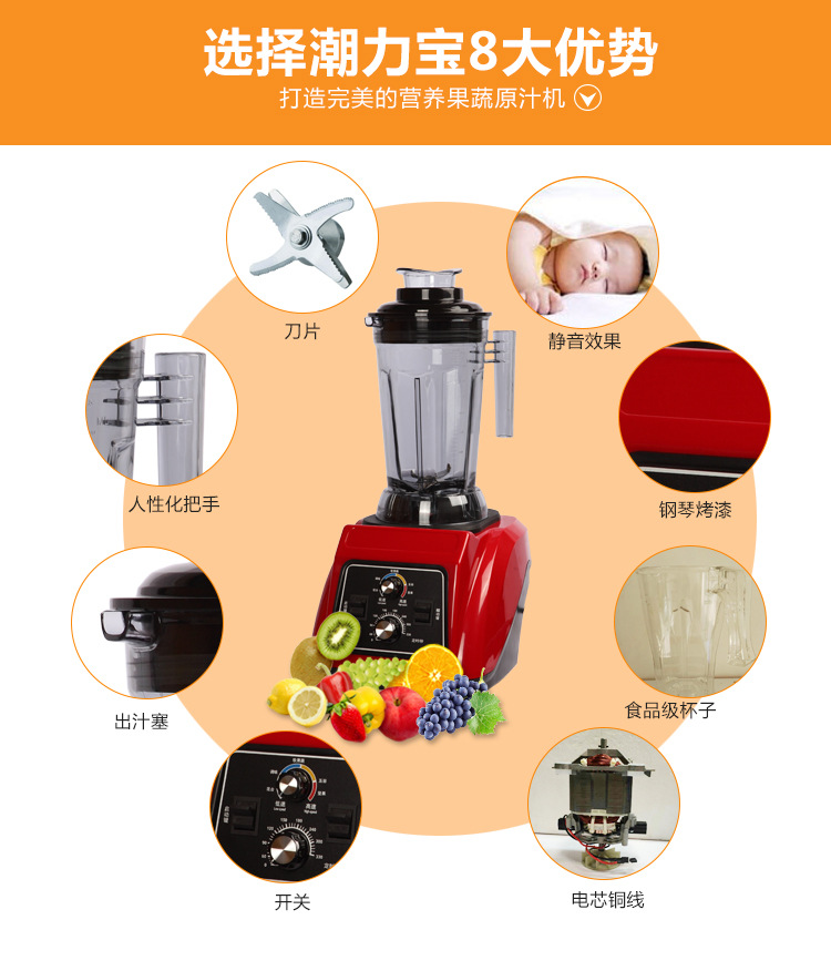 潮力寶商用沙冰機豆漿機榨汁機破壁機原汁機絞肉機料理機果汁機