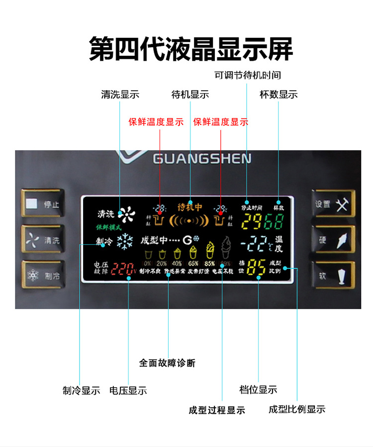 廣紳冰淇淋機(jī) 全不銹甜筒機(jī) 商用冰激凌機(jī) 高膨化保鮮預(yù)冷功能