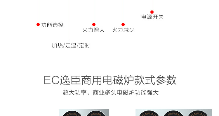 德國逸臣商用大功率電磁爐多頭工業食堂 錫紙花甲火鍋爐6頭煲仔爐