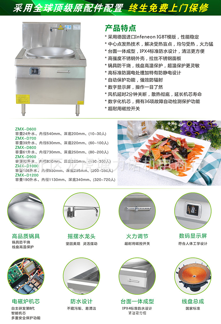 山東地區(qū)商用電磁灶30KW 大功率電磁爐 學(xué)校食堂電磁爐大鍋灶