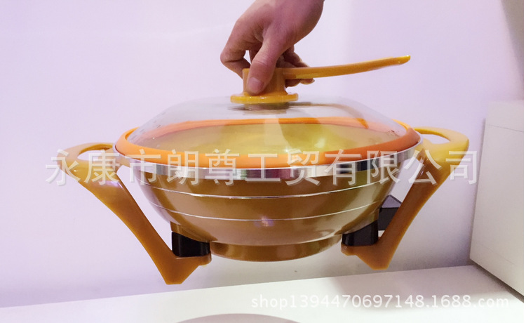 廠家直銷 真空黃金養(yǎng)生元寶鍋多功能電炒鍋電熱鍋禮品展銷專用