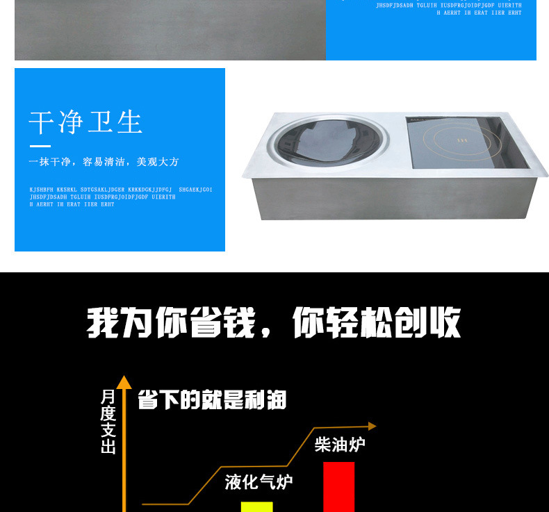 方孔嵌入式組合爐 多功能商用電磁平凹組合爐 低碳環(huán)保電磁爐供應(yīng)