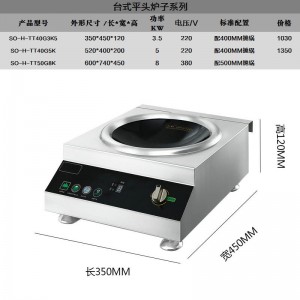 臺式電磁平頭爐 商用單頭凹面拋炒爐 旋鈕精控高效微晶面板電磁爐