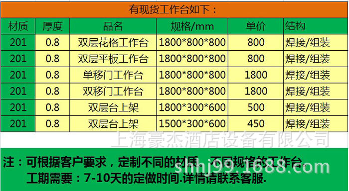 商用不銹鋼簡易工作臺雙層工作柜 操作臺打荷臺移門拉門單通雙通